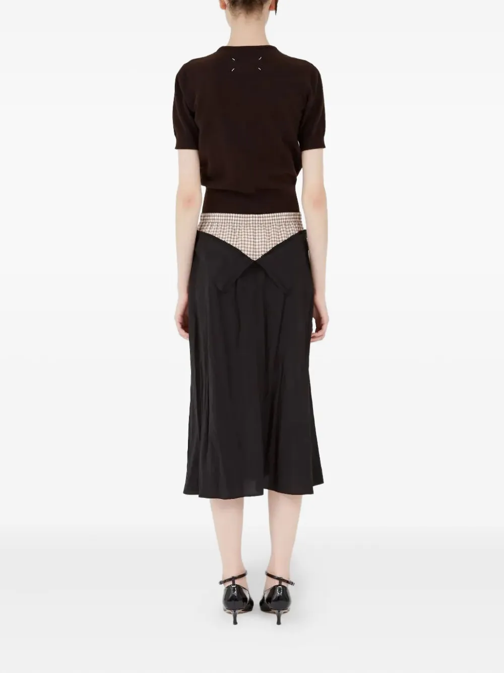 Maison Margiela ruffled-detail midi skirt Zwart