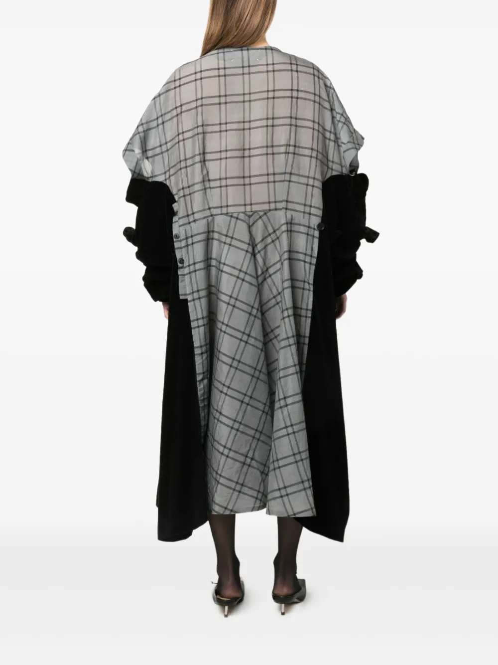 Maison Margiela checked-velvet asymmetrical dress Grijs