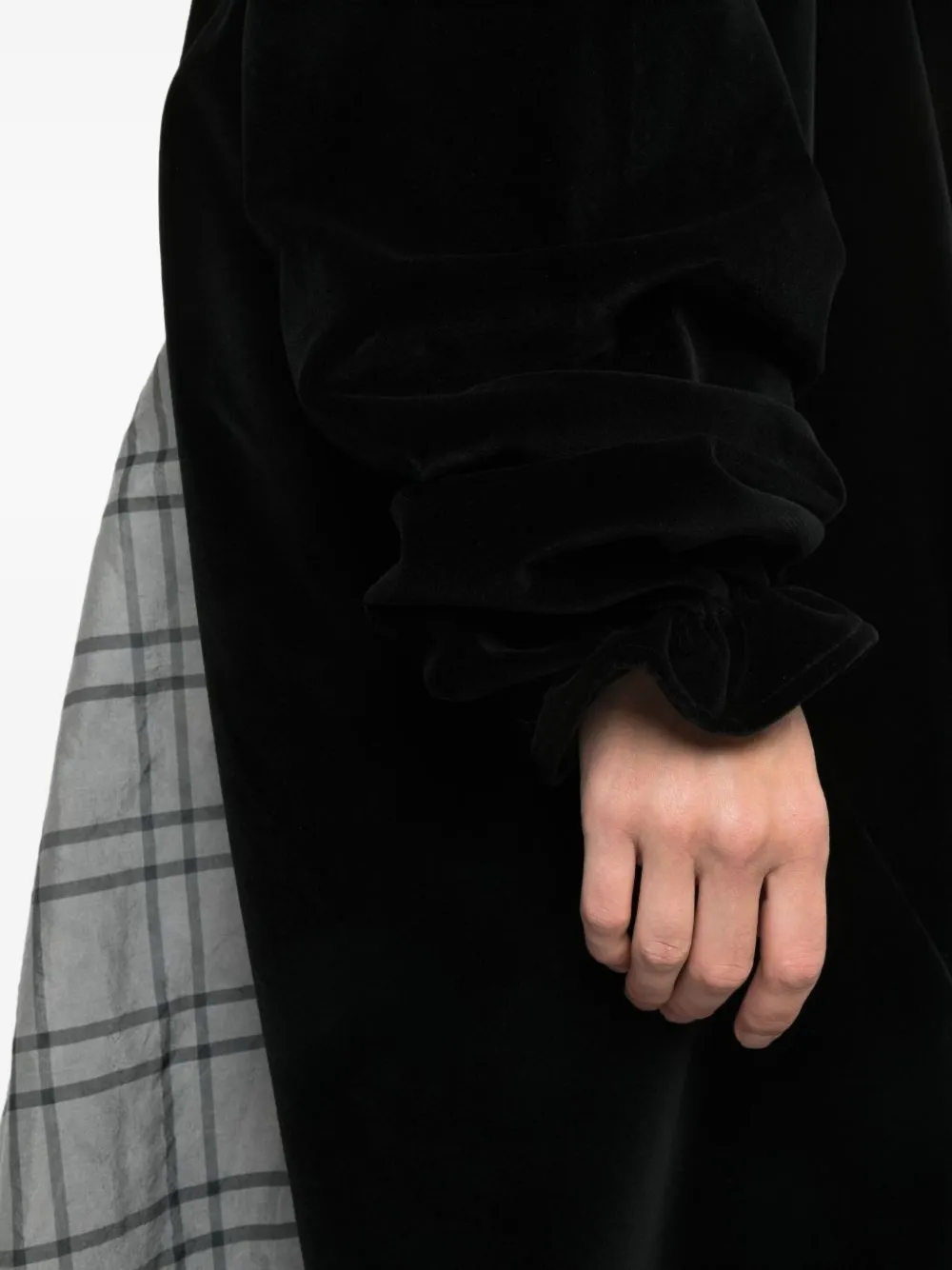 Maison Margiela checked-velvet asymmetrical dress Grijs