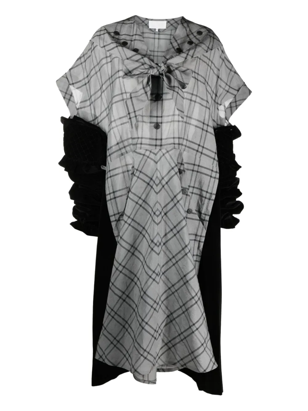 Maison Margiela checked-velvet asymmetrical dress - グレー Maison Margiela checked-velvet asymmetrical dress - グレー