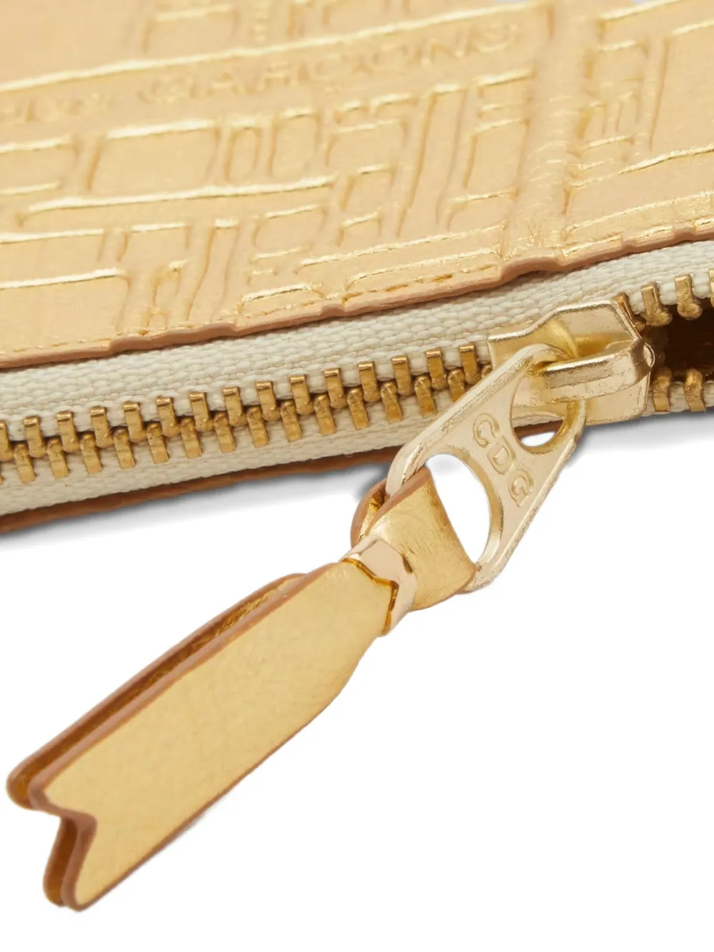 Comme Des Garçons Wallet Leren portemonnee met krokodillen-reliëf en rits Goud
