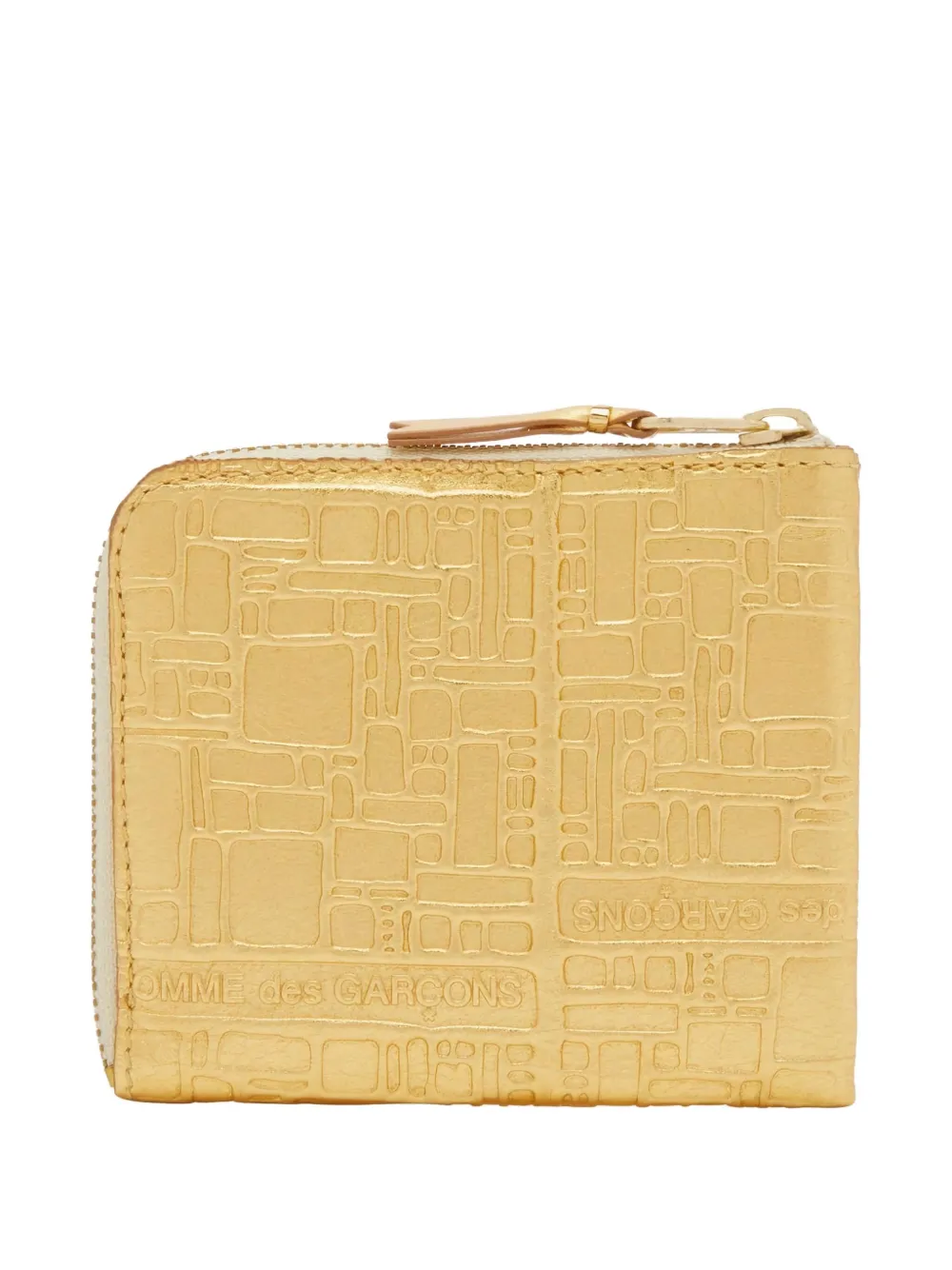 Comme Des Garçons Wallet Leren portemonnee met krokodillen-reliëf en rits - Goud