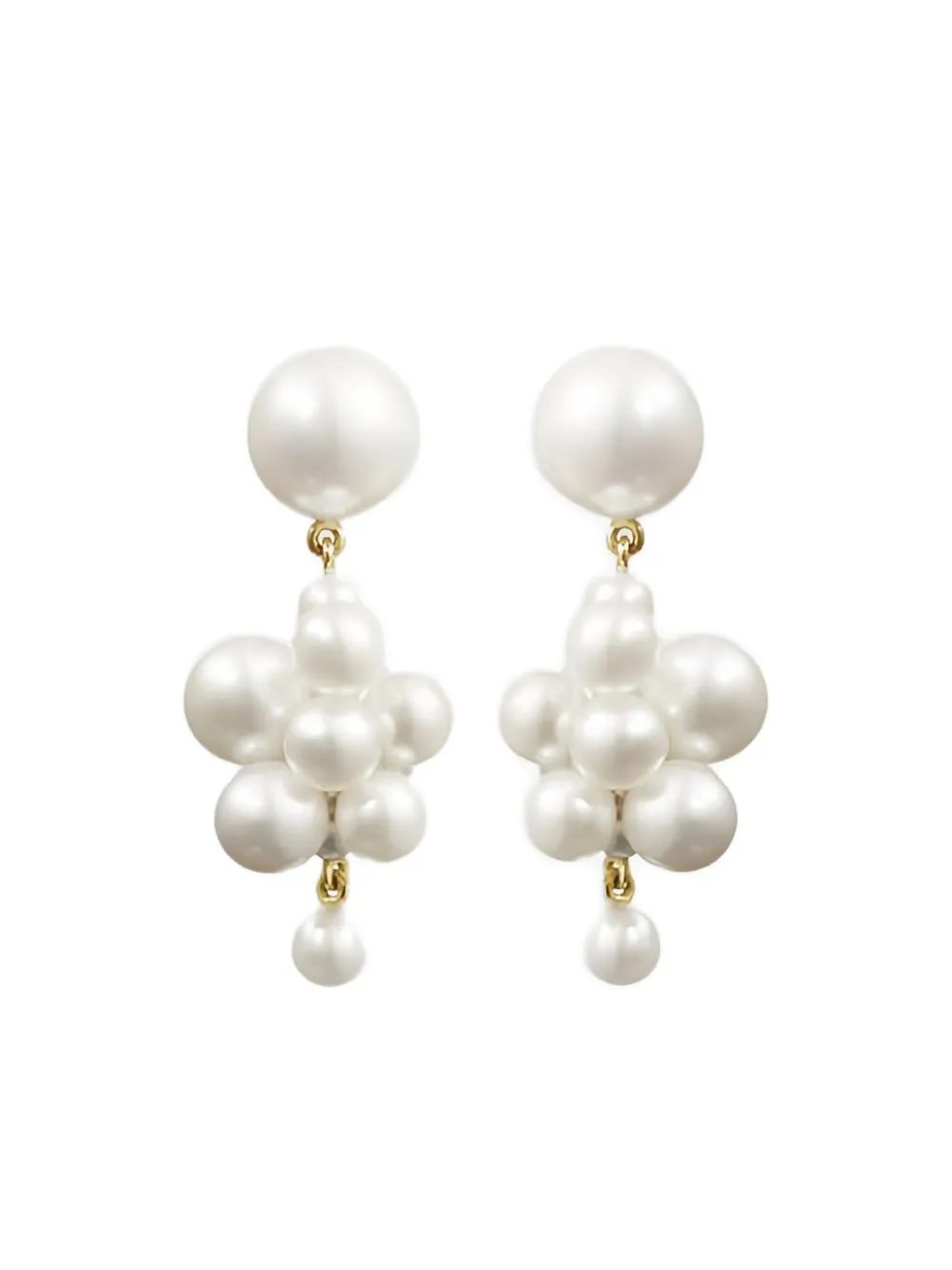 Sophie Bille Brahe Orecchini Botticelli in oro giallo 14 carati con perle - Bianco