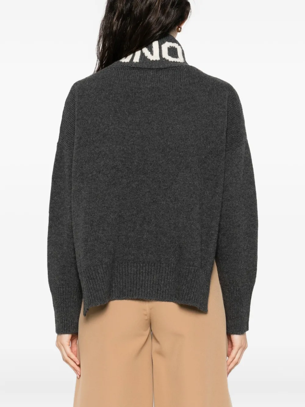 ERMANNO FIRENZE Trui met hoge hals en logodetail Grijs