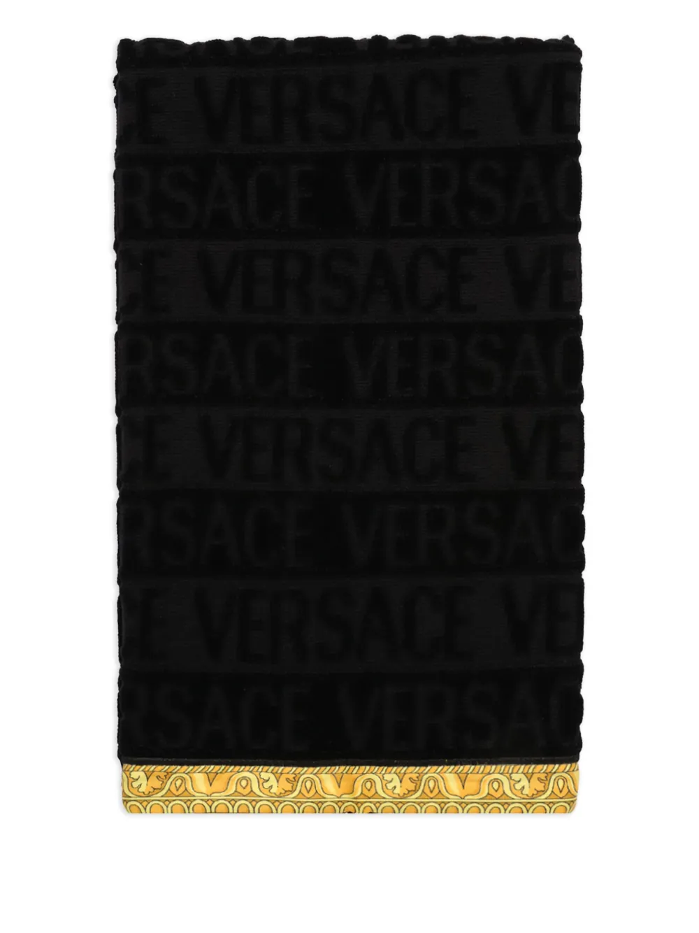 Versace Barocco-print Towel In Black