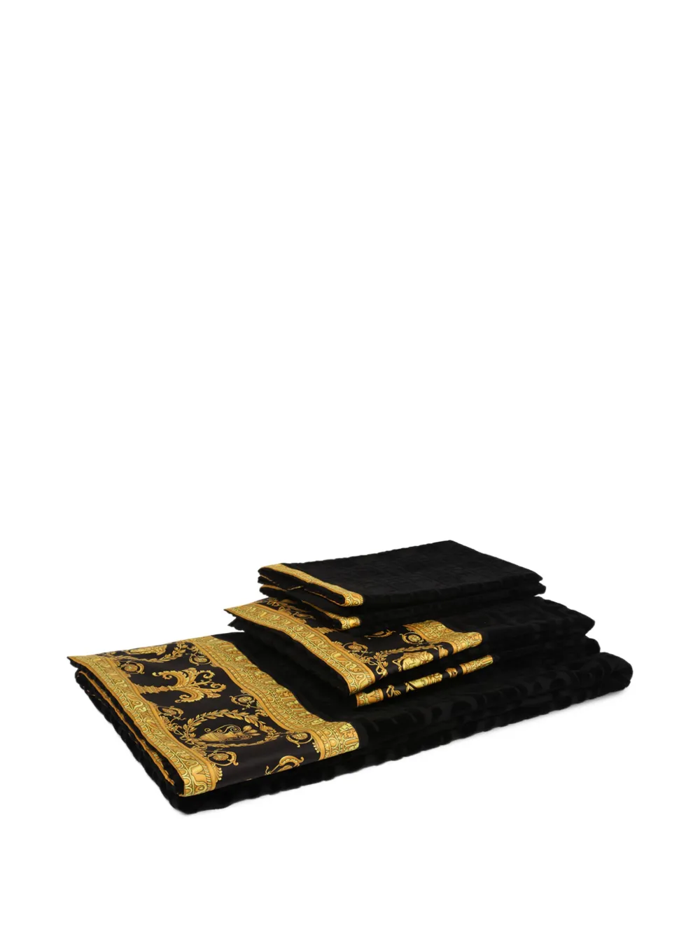 Versace Barocco-print Towel In Black