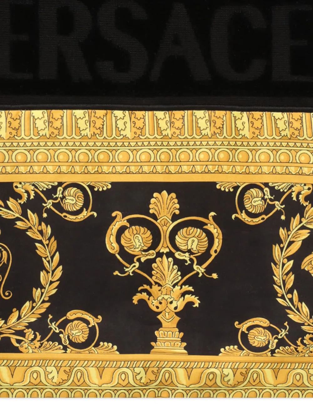 Versace Barocco-print Towel In Black