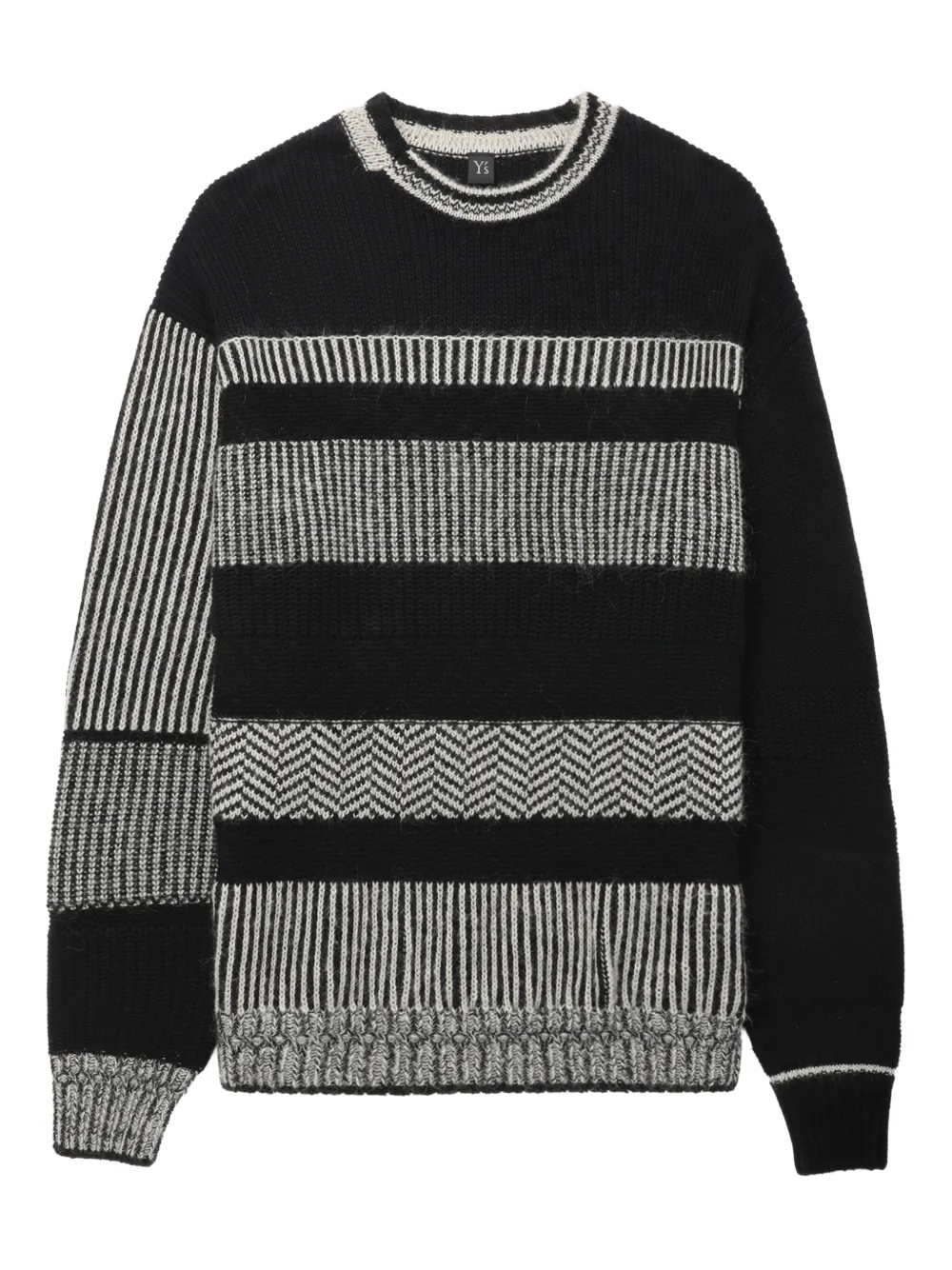 Y's Striped Panelled Sweater In Black