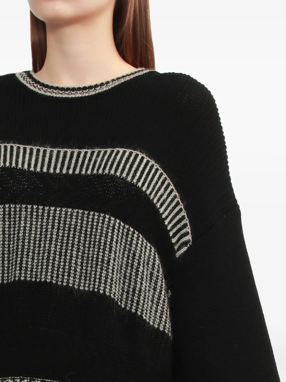 Y's Gestreepte trui met vlakken Zwart