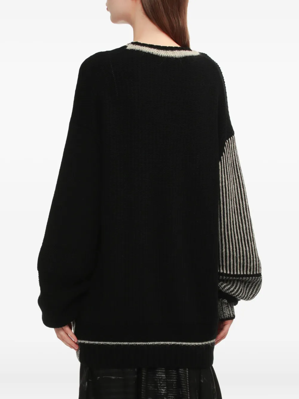 Y's Gestreepte trui met vlakken Zwart