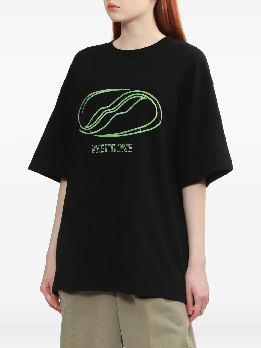 We11done Sporty Sheldon T-shirt met grafische print Zwart