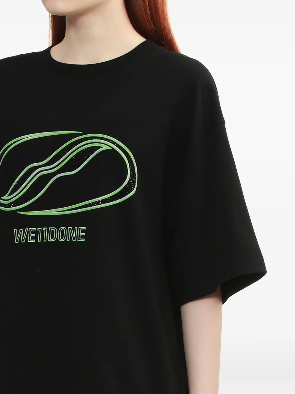 We11done Sporty Sheldon T-shirt met grafische print Zwart