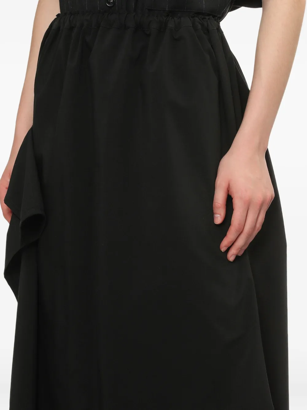 Y's elastic-waist ruffled midi skirt Zwart