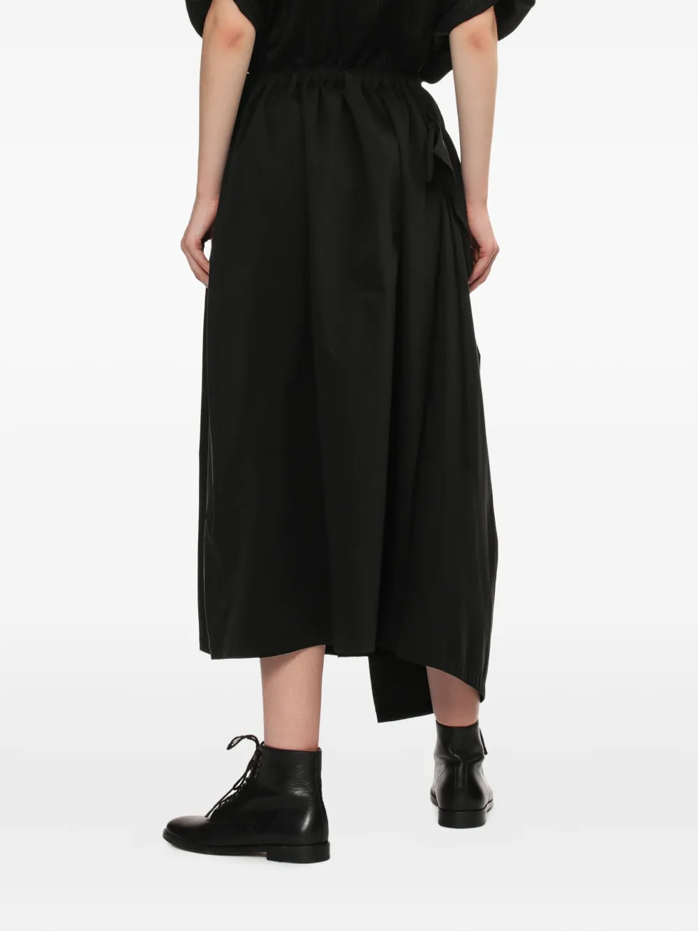 Y's elastic-waist ruffled midi skirt Zwart