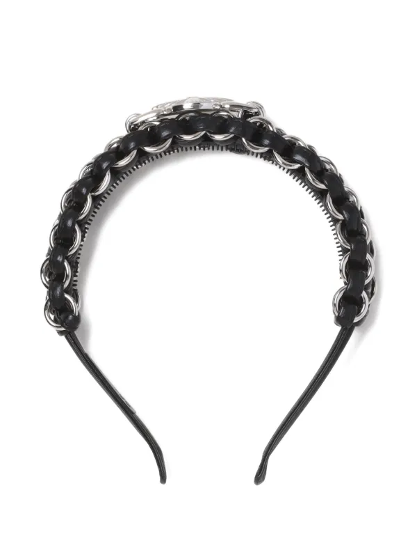 Toga Braided chain-embellishment Leather Headband | Black