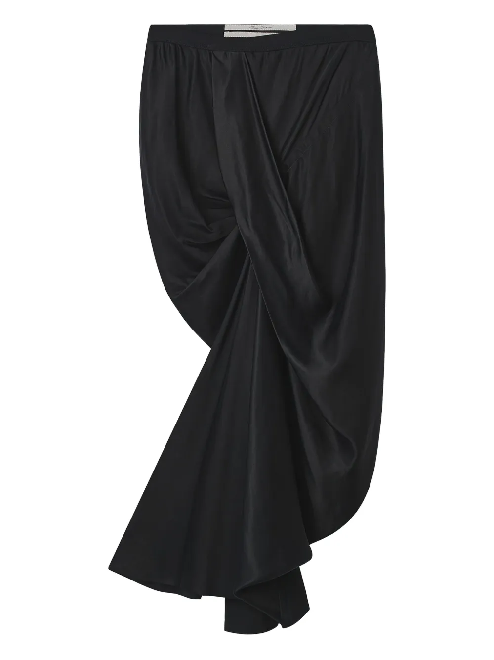 Rick Owens Seb Draped Asymmetrical Midi Skirt In Black