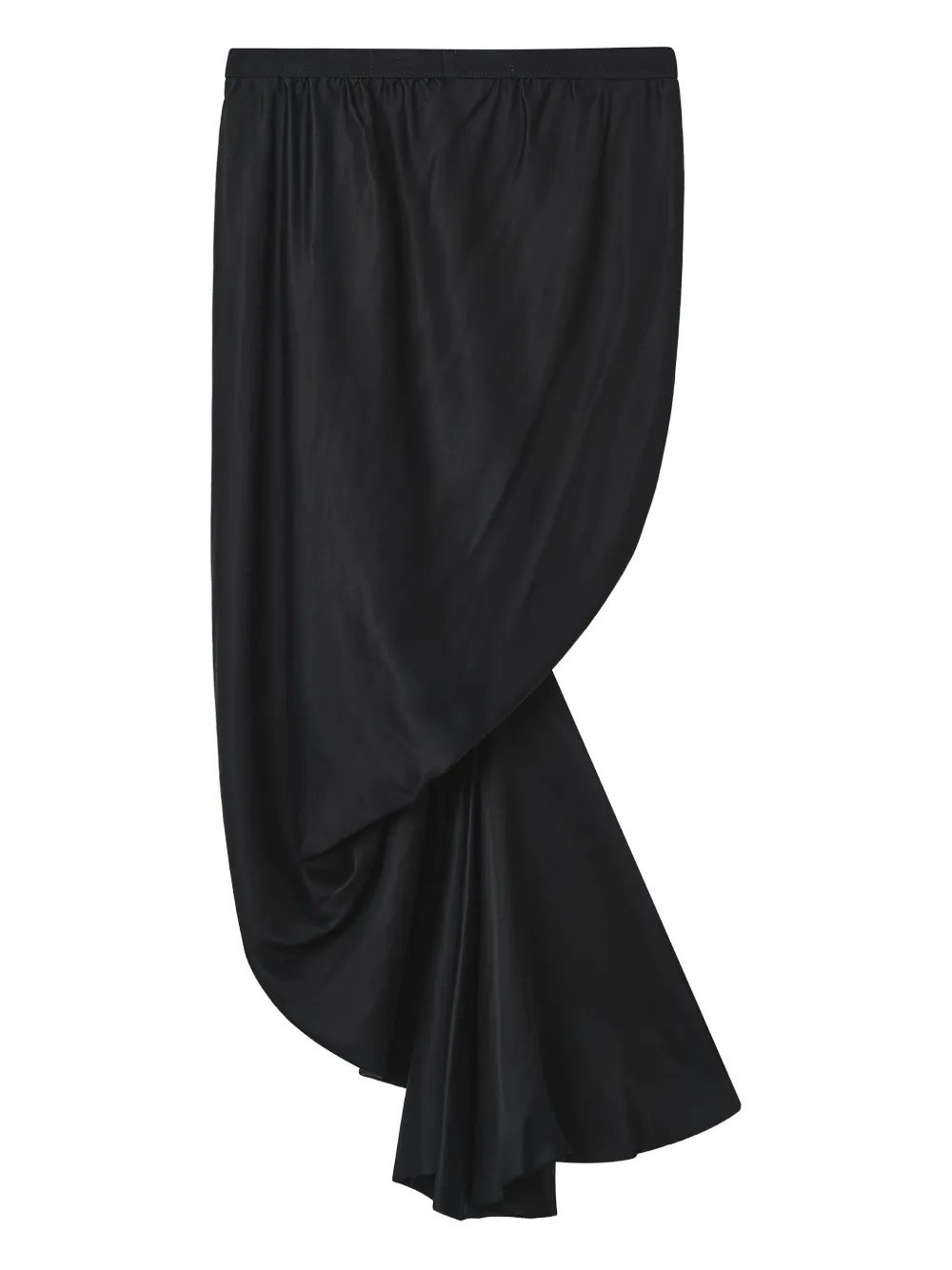 Rick Owens Seb Draped Asymmetrical Midi Skirt In Black