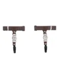 Toga leather-trimmed logo-plaque sock garters - Brown