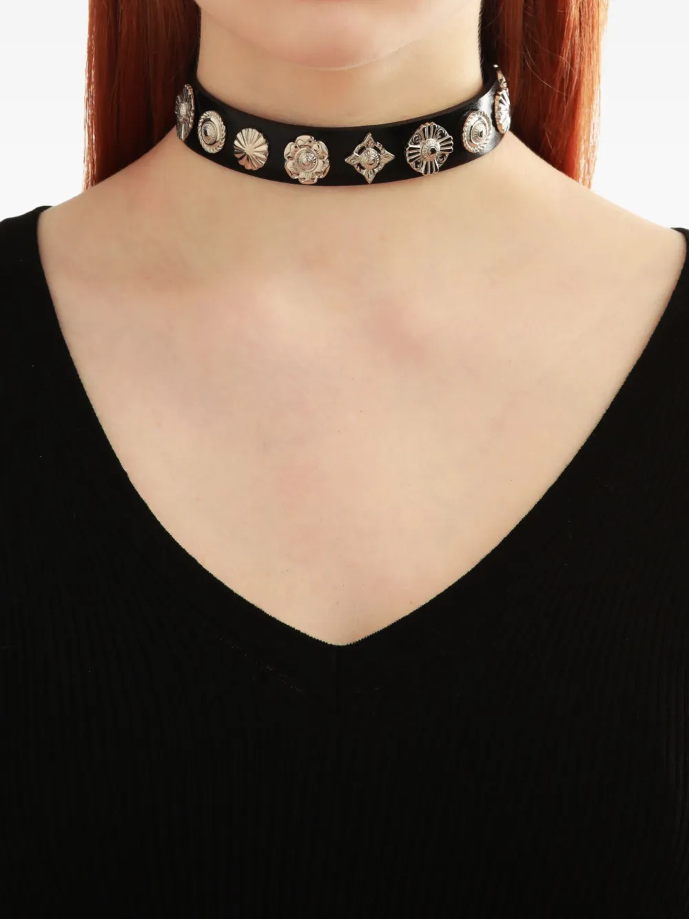 Toga Leren choker - Zilver