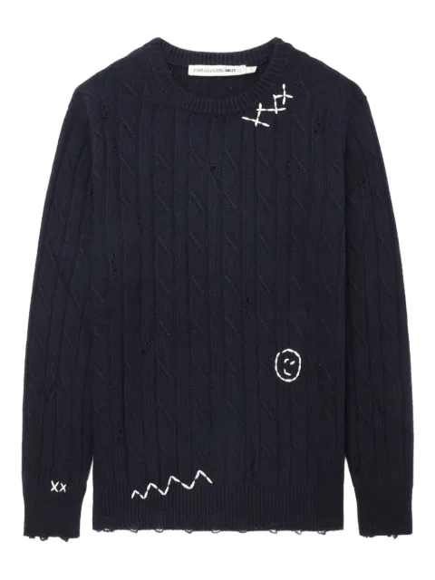 Joshua Sanders cable-knit distressed sweater