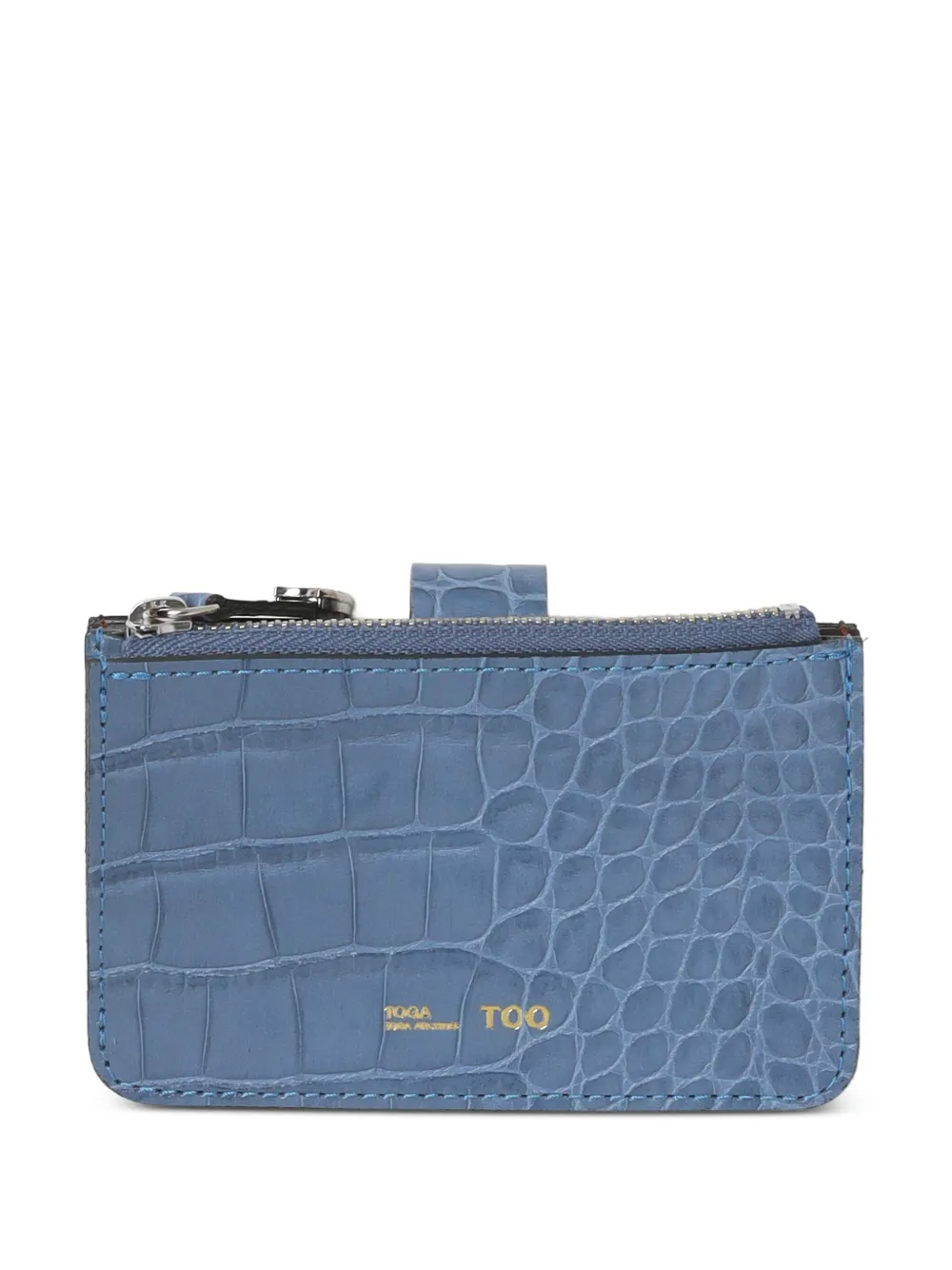 crocodile-embossed zip-pocket wallet
