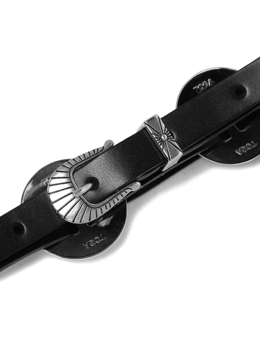 Toga Metallic-disc Leather Belt In Black