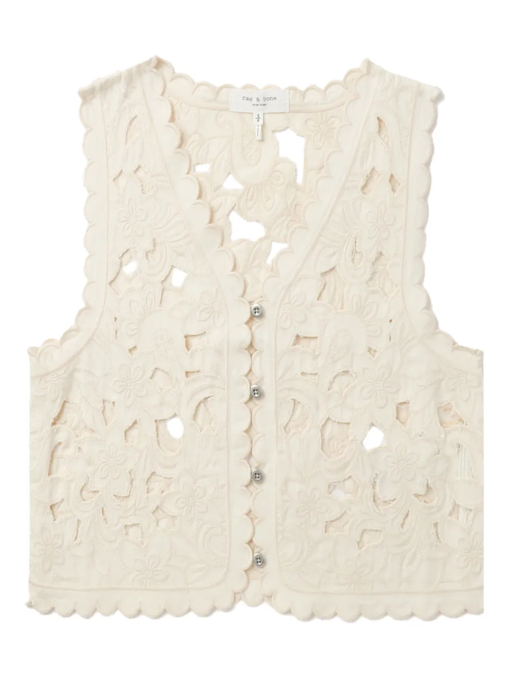 Rag & Bone Floral-embroidered Vest In Neutral