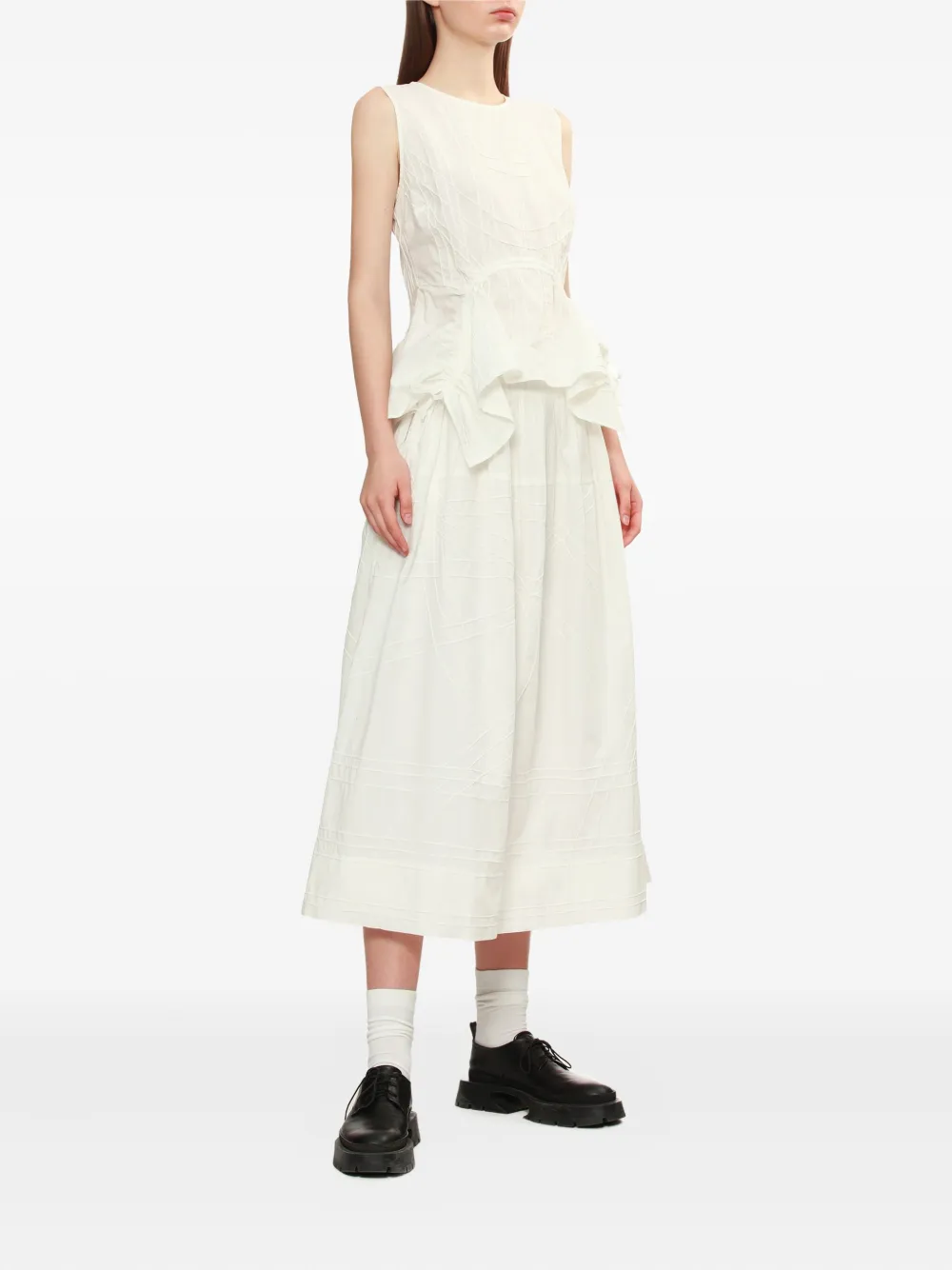 Sea pleated embroidered skirt - Wit