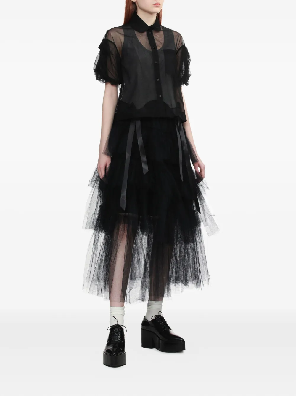 Simone Rocha Blouse met pofmouwen - Zwart