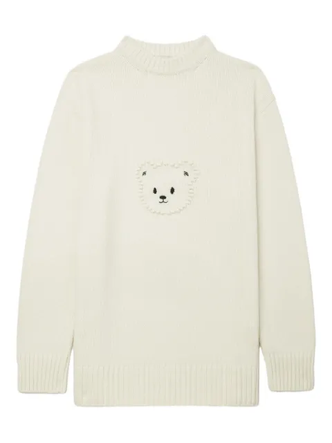 Joshua Sanders bear-embroidered crew-neck sweater