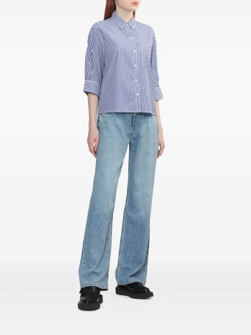 Rag & bone Gestreept katoenen overhemd - Blauw