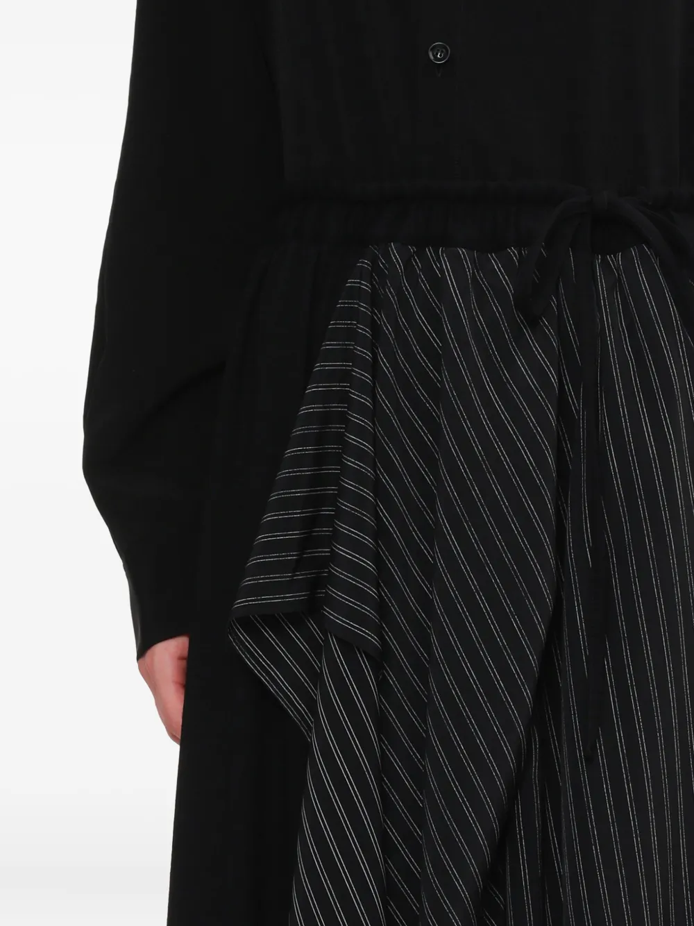 Y's Pinstripe Panelled Midi Skirt In Black