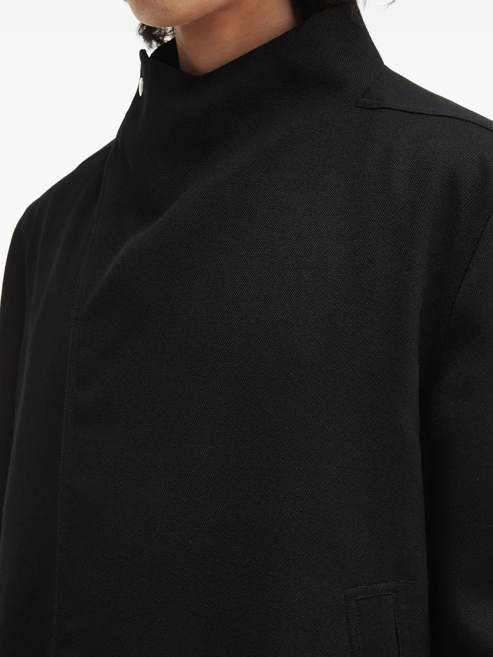 Rick Owens Asymmetrisch jack met hoge hals Zwart