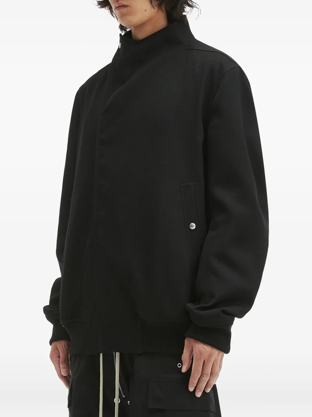 Rick Owens Asymmetrisch jack met hoge hals Zwart