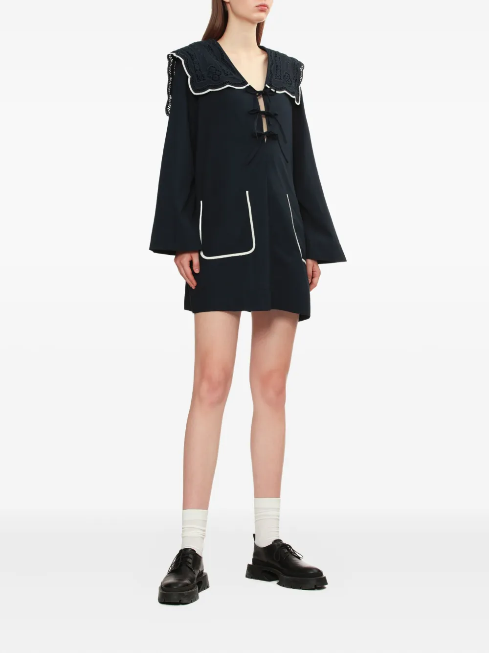 Sea Marie mini-jurk met borduurwerk - Blauw