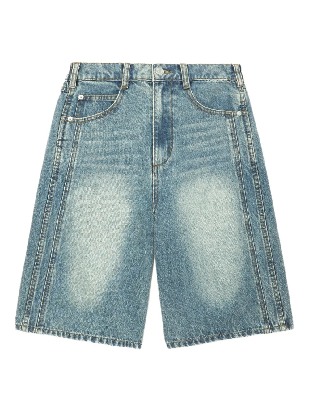 denim panelled knee-length shorts
