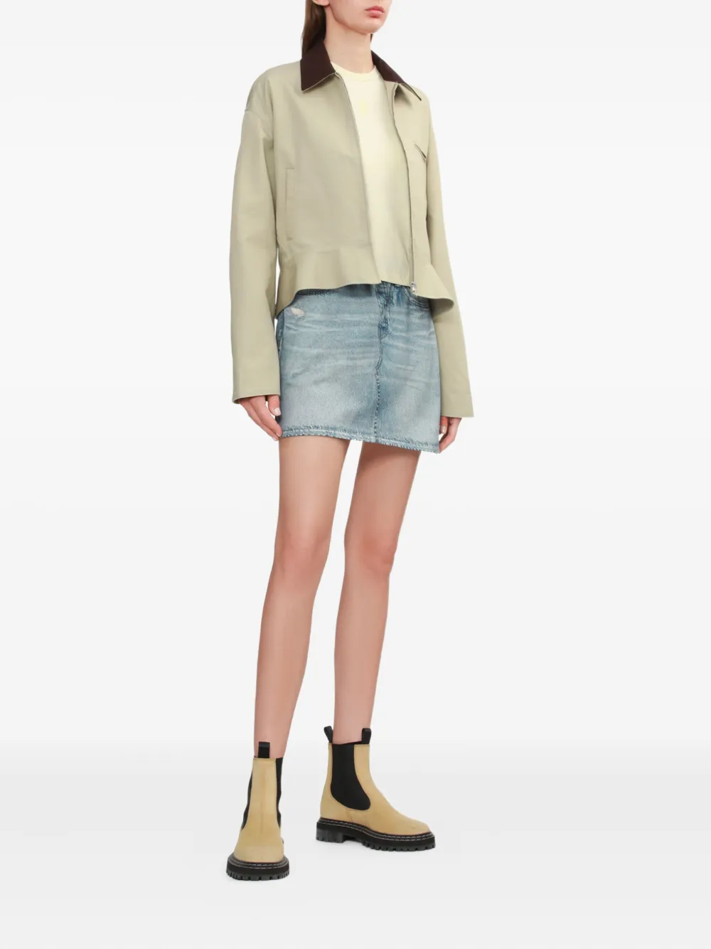 Rag & Bone Distressed Denim Mini Skirt In Blue