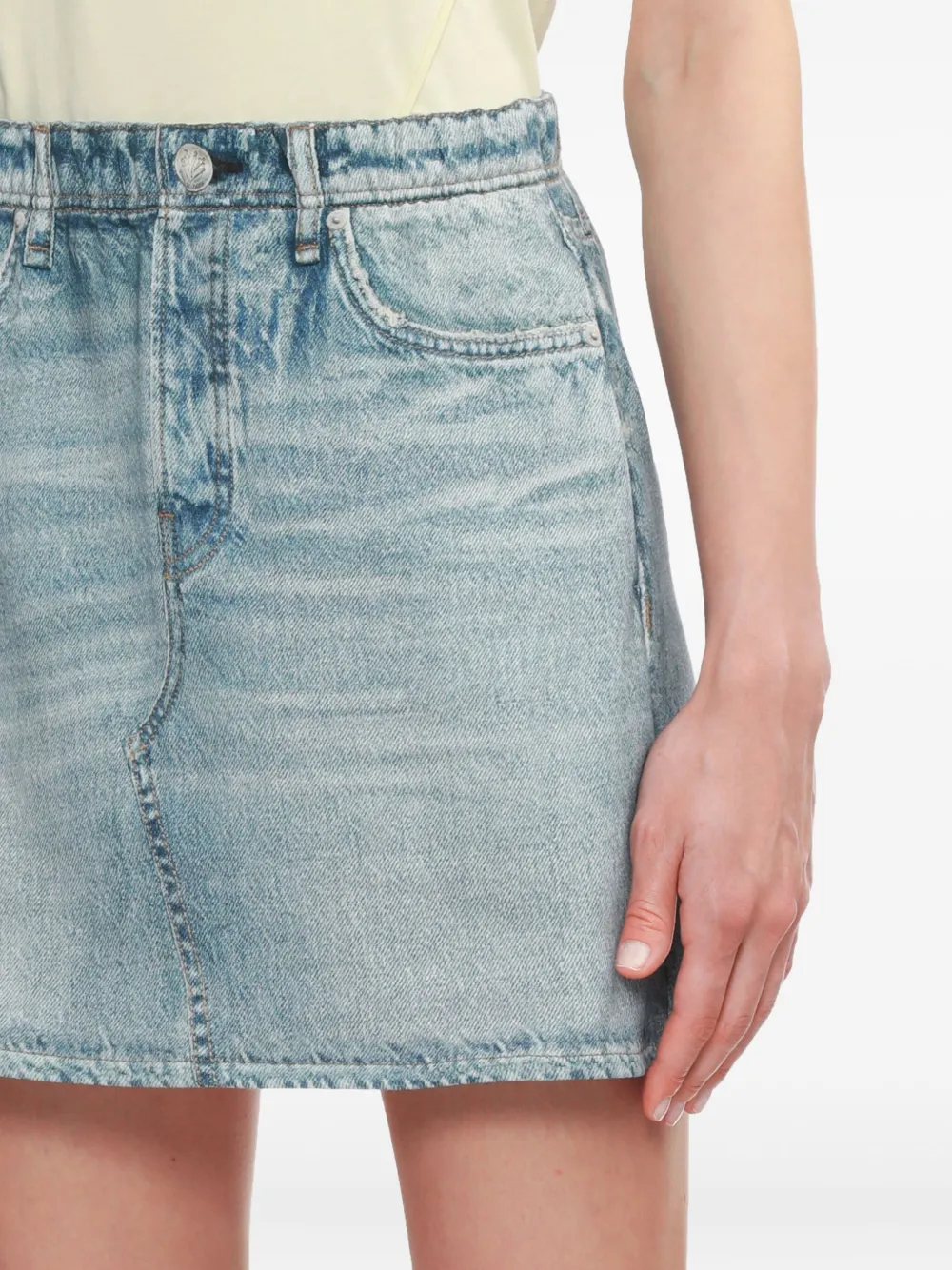 Rag & Bone Distressed Denim Mini Skirt In Blue