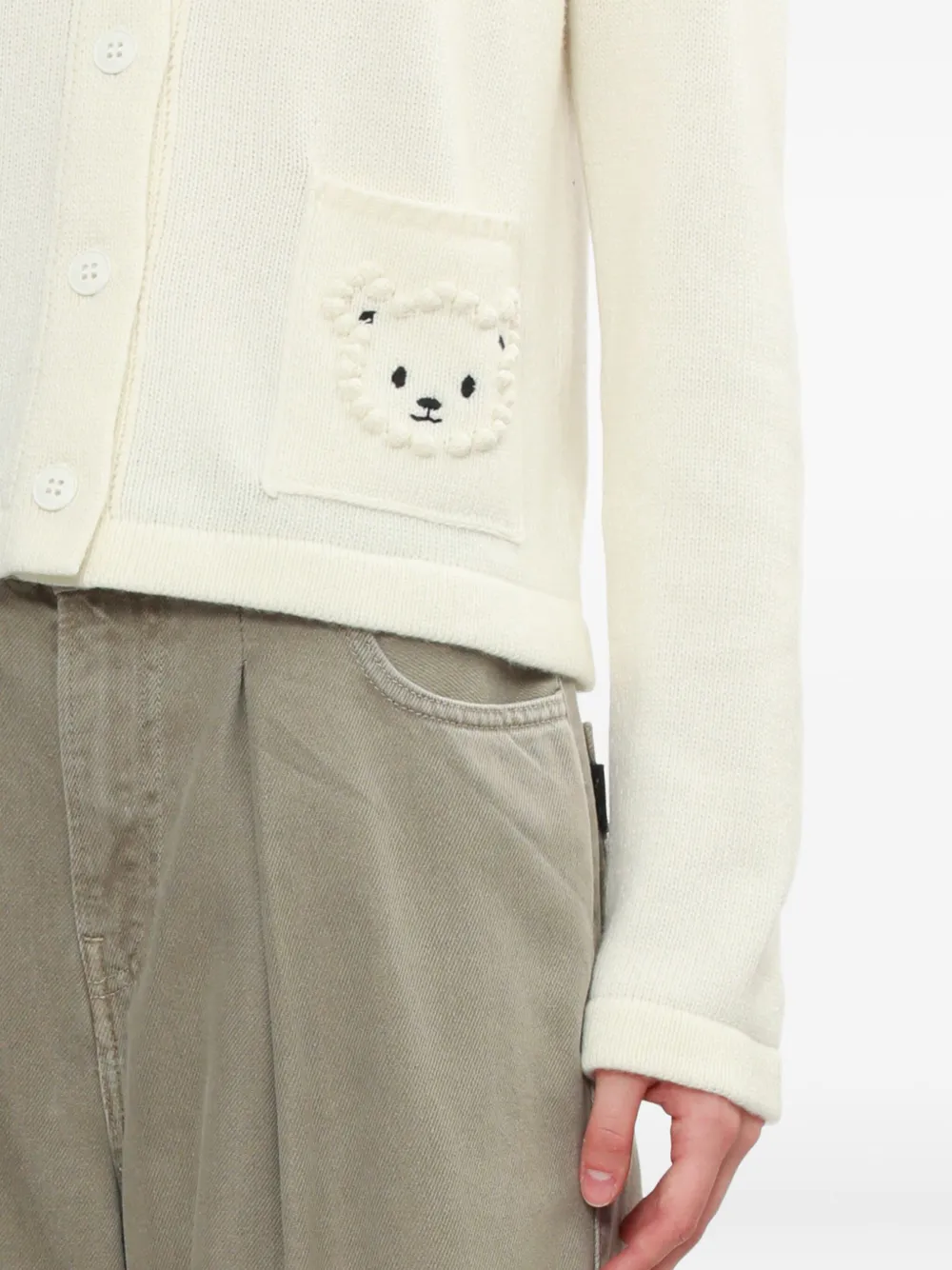 Joshua Sanders Bear-embroidered Cardigan In White