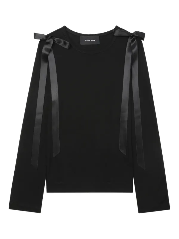 Simone Rocha ribbon-detail long-sleeve T-shirt | Black | FARFETCH PH