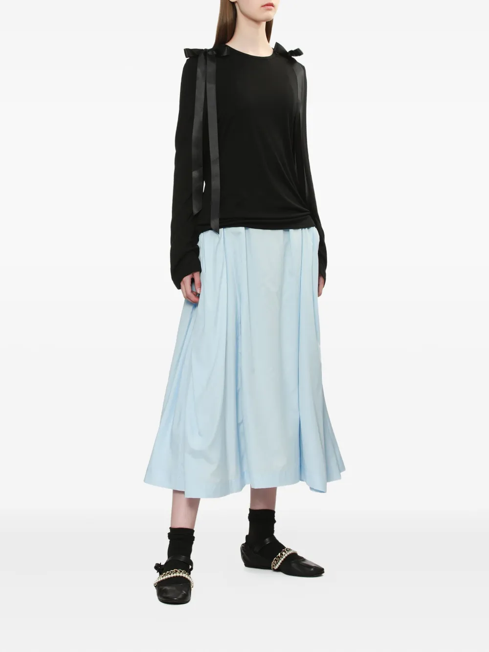 Simone Rocha ribbon-detail long-sleeve T-shirt Zwart