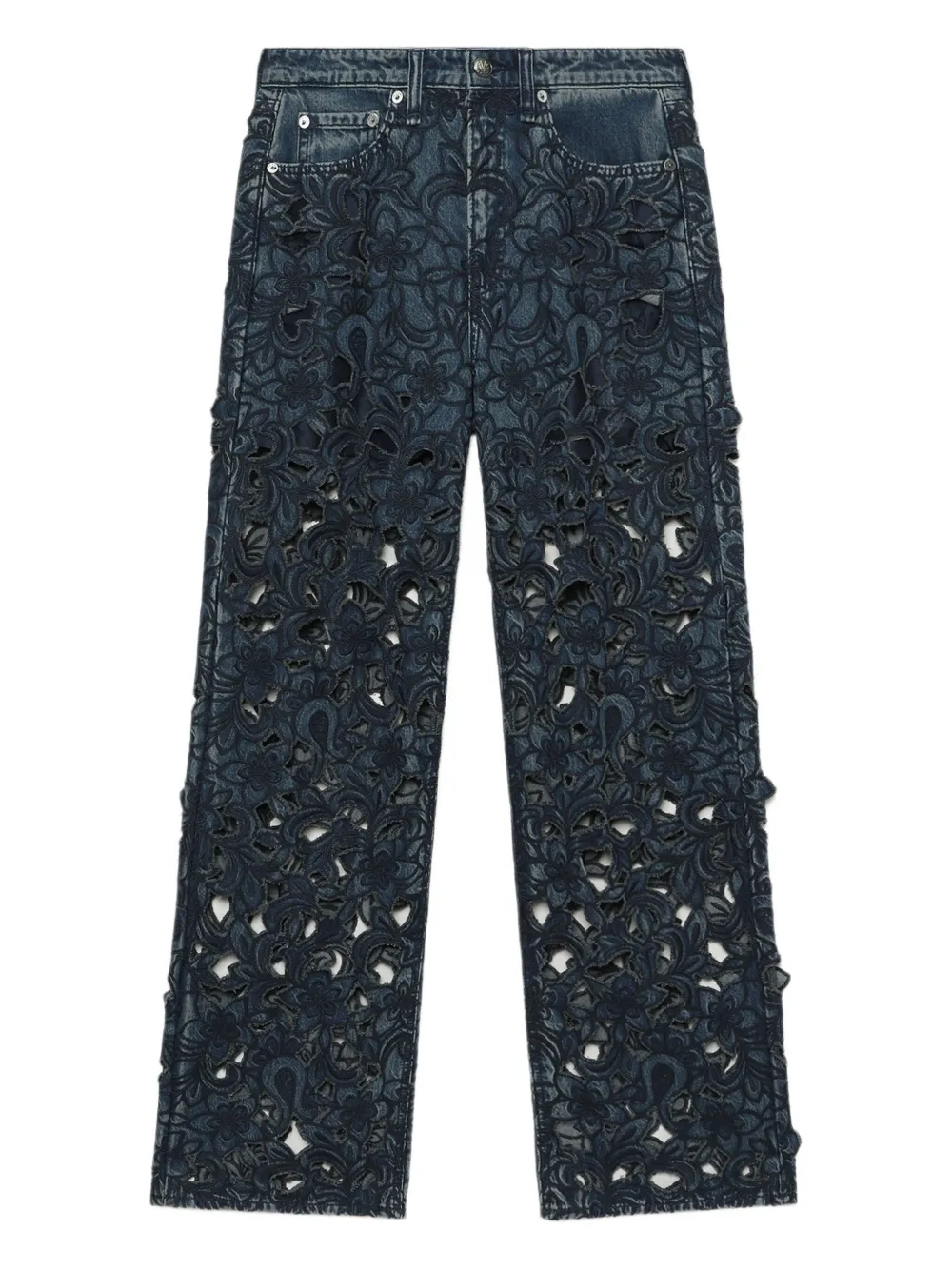 Rag & Bone Logan Floral-lace Jeans In Blue