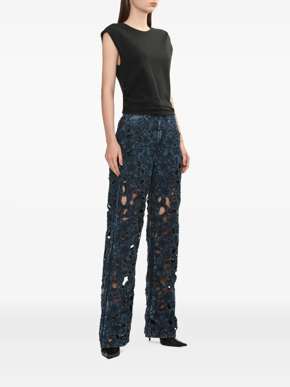 Rag & bone Logan jeans met bloemenkant - Blauw