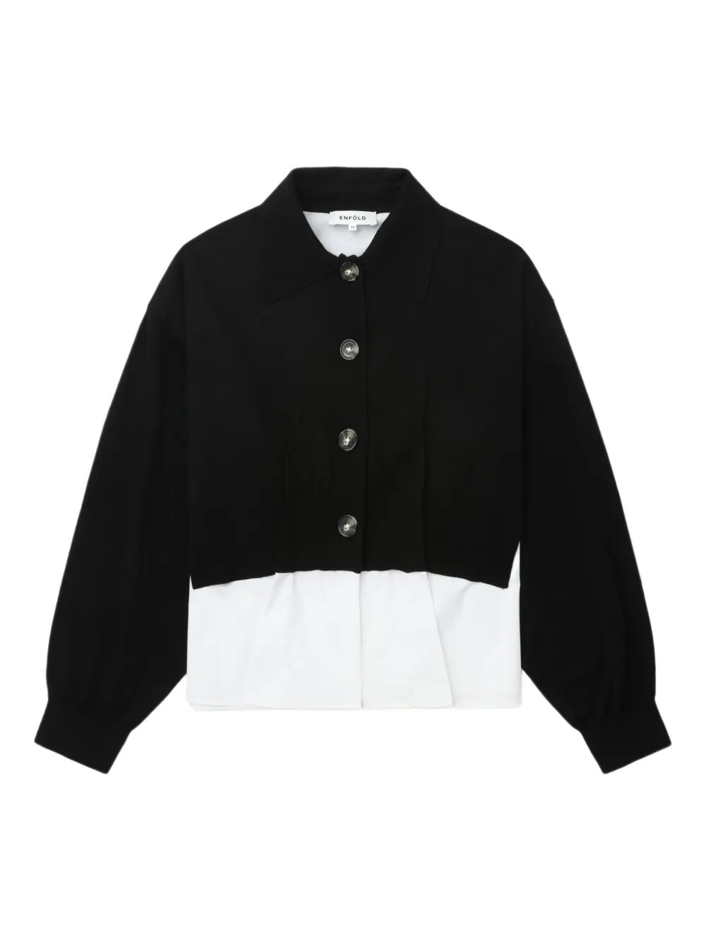 Enföld Button-down Layered Cardigan In Black