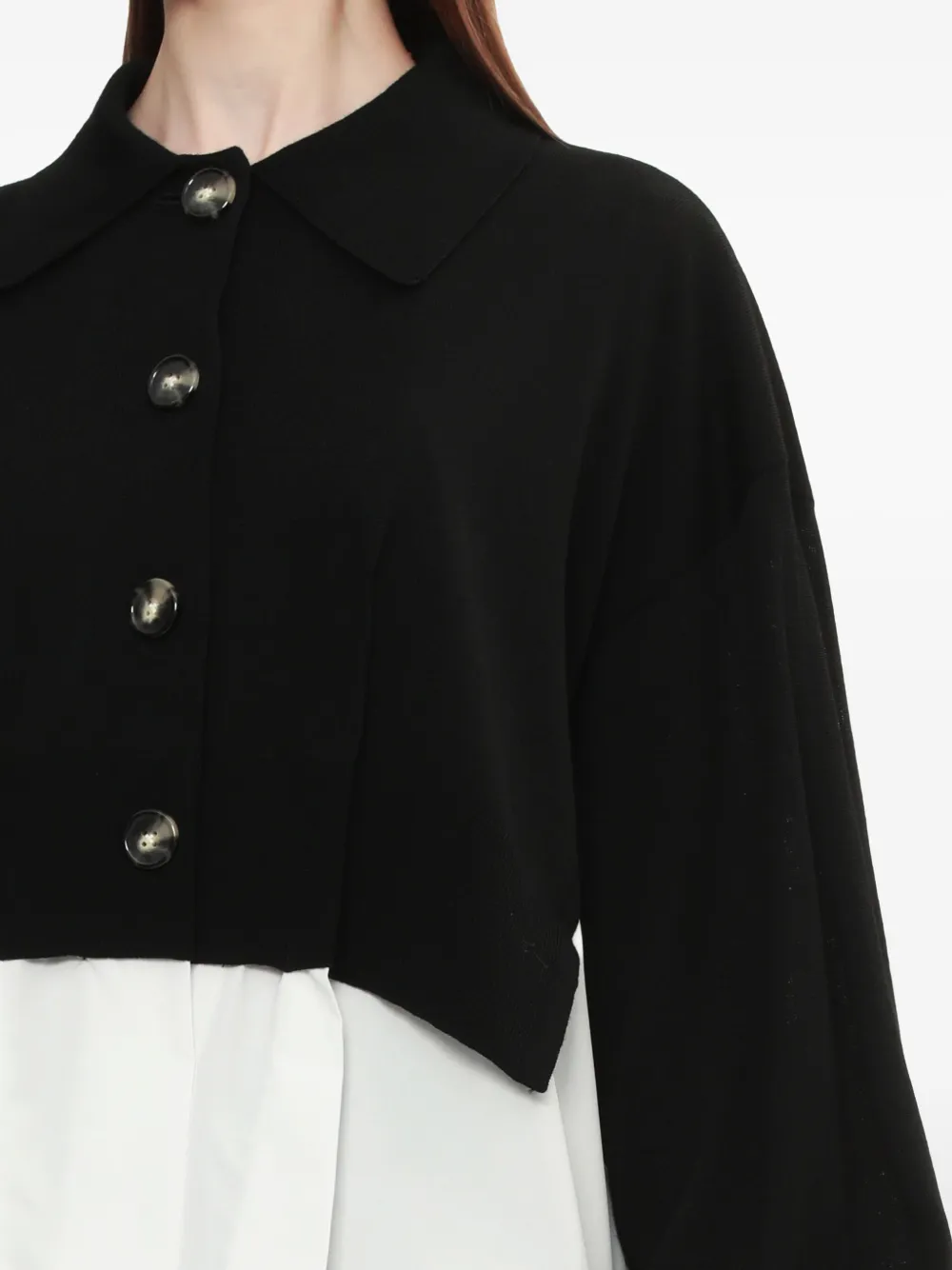 Enföld Button-down Layered Cardigan In Black