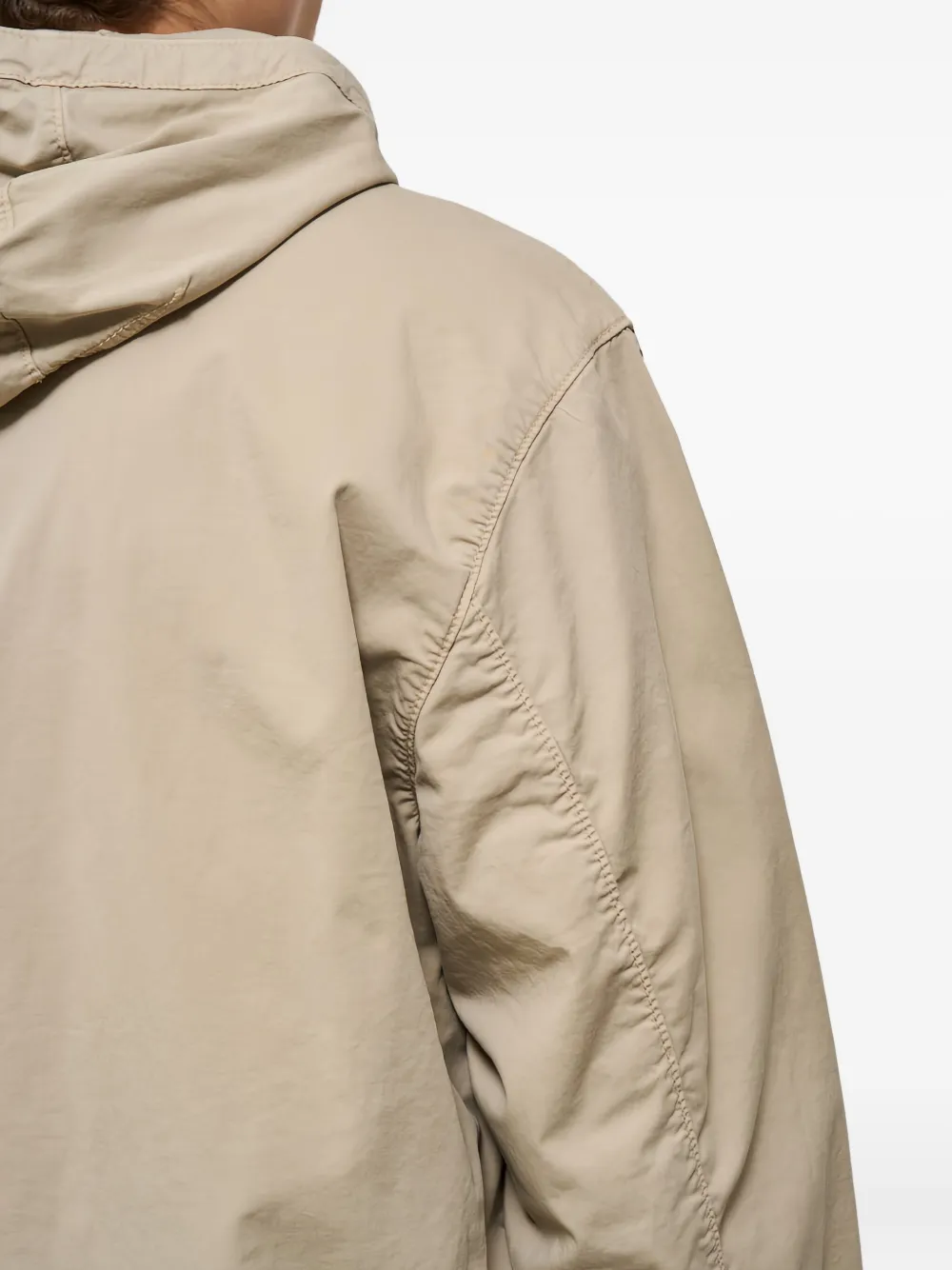 Stone Island logo hooded jacket Beige
