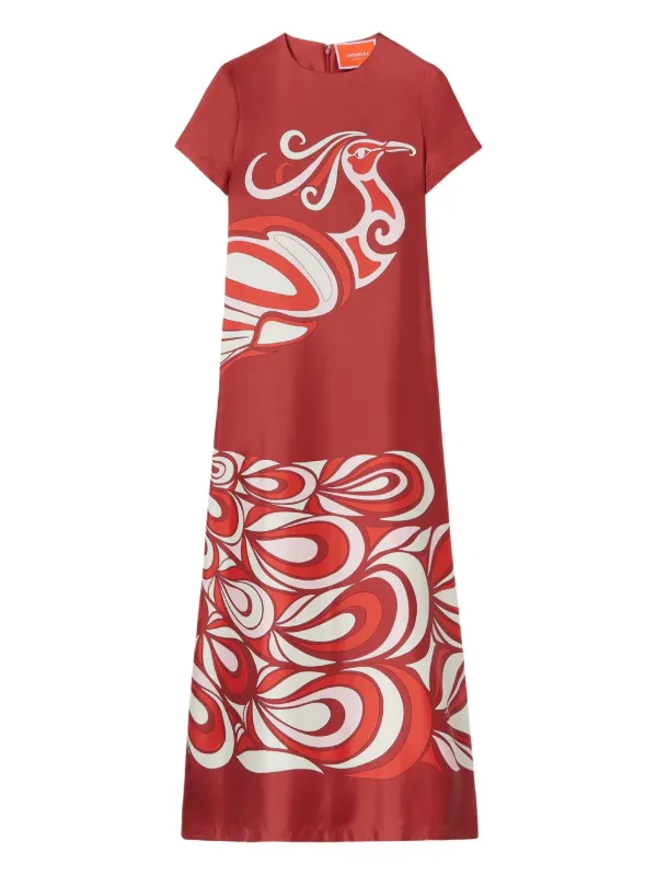 chinese dress ladies The Penny Navy Bird Print Dress in Blue Bird Floral – Liza Byrd main image 1