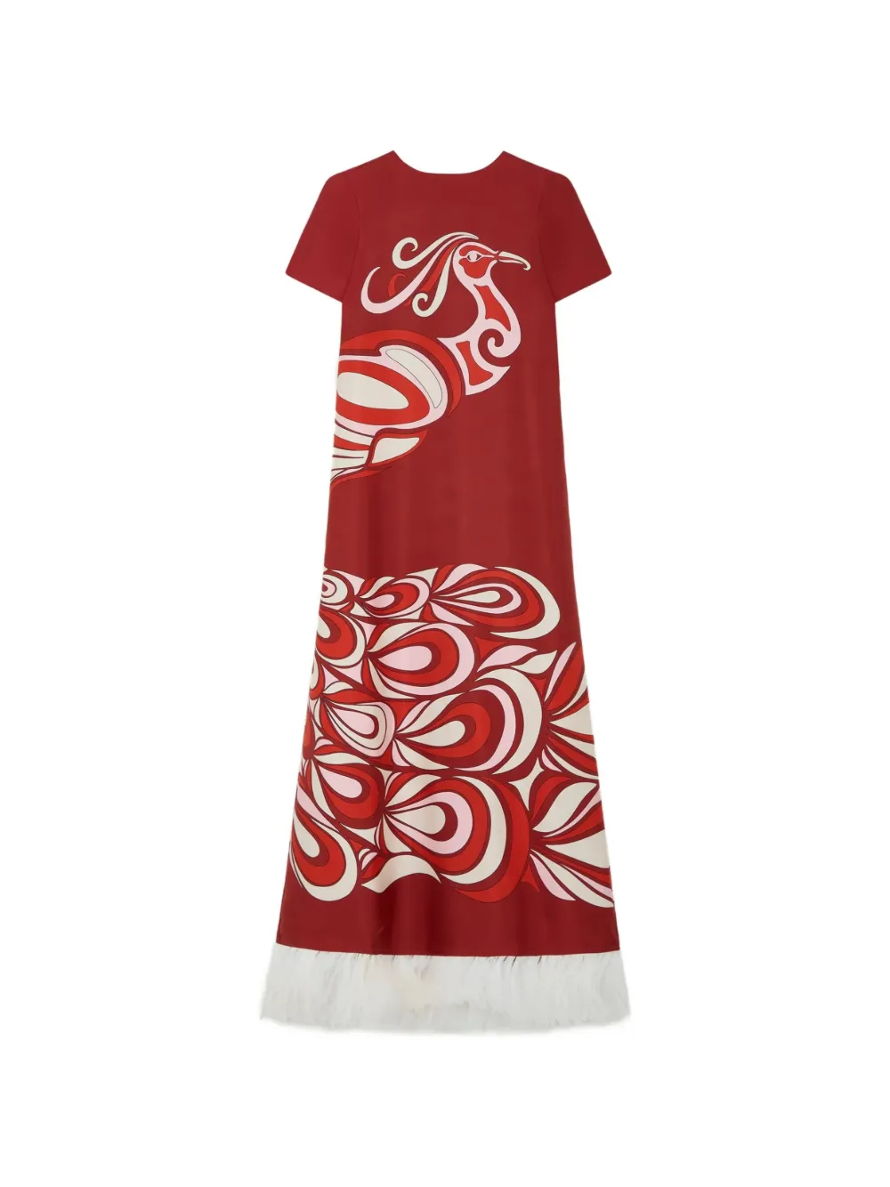 La DoubleJ Swing bird-print silk maxi dress - Rosso