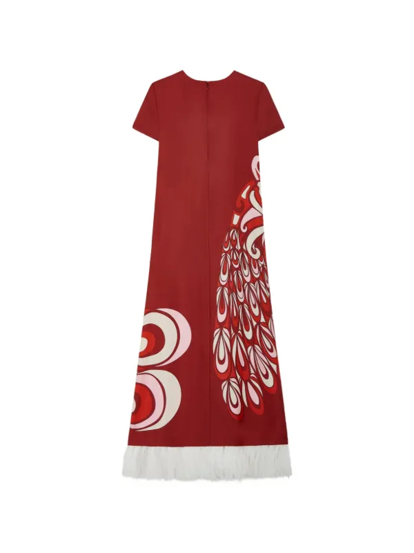 La DoubleJ Swing bird-print Silk Maxi Dress | Red | FARFETCH