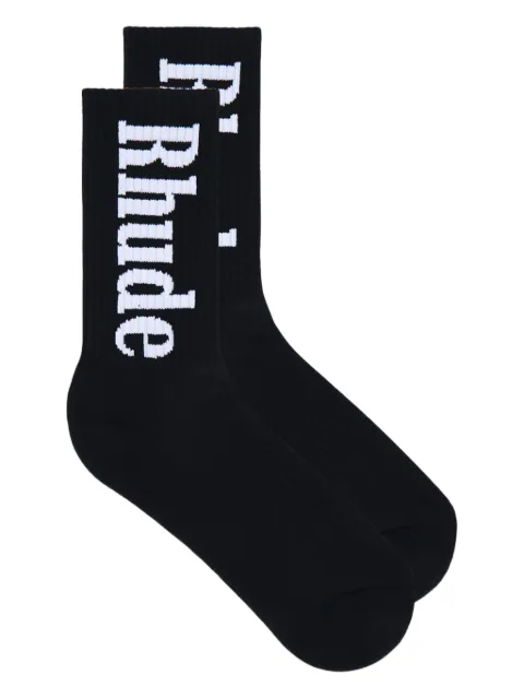 RHUDE vertical-logo socks